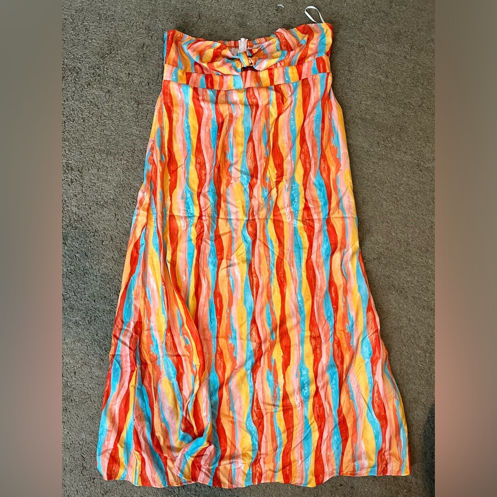 70’s Style Multicolor Strapless Maxi- Dress NWOT - Picture 4 of 7